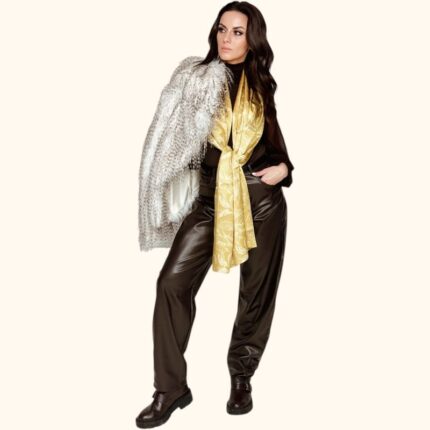 Šilkinis auksinis šalikėlis