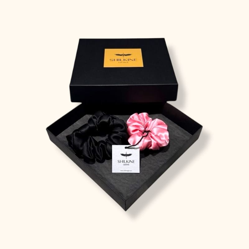 Šilkinių gumelių rinkinys juoda rozinė