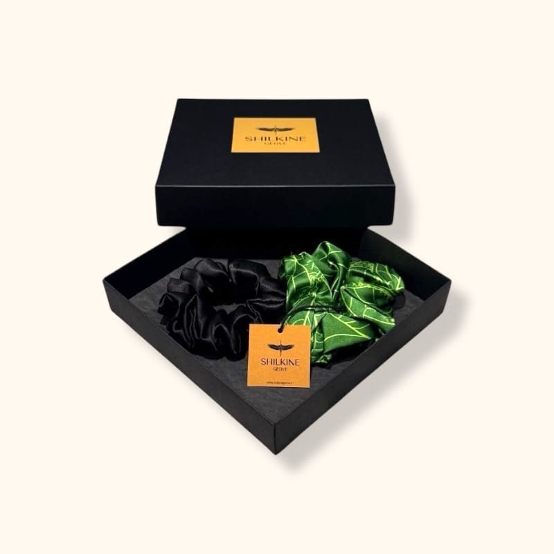 Šilkinių gumelių rinkinys juoda žalia