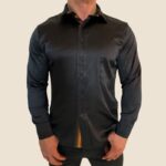 šilkiniai vyriški juodi marškiniai