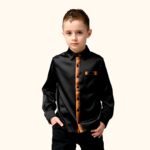 šilkiniai vaikiški juodi marškinukai