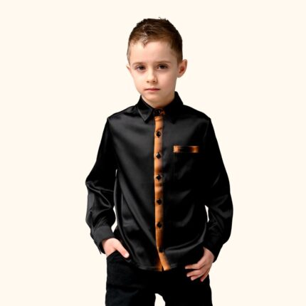 šilkiniai vaikiški juodi marškinukai