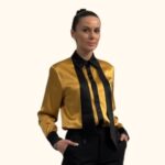 Šilkiniai moteriški marškiniai - Auksas