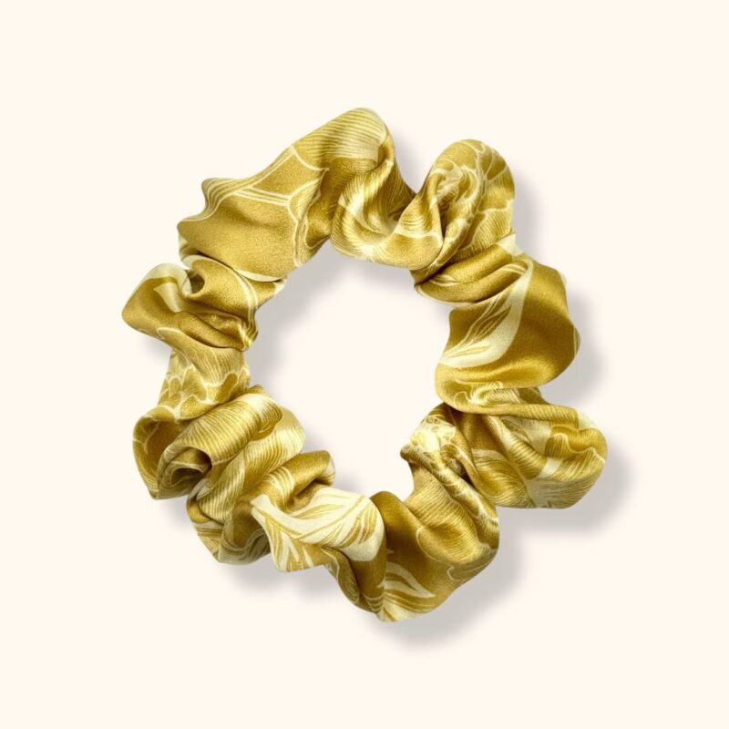 šilkinė aukso spalvos plaukų gumelė