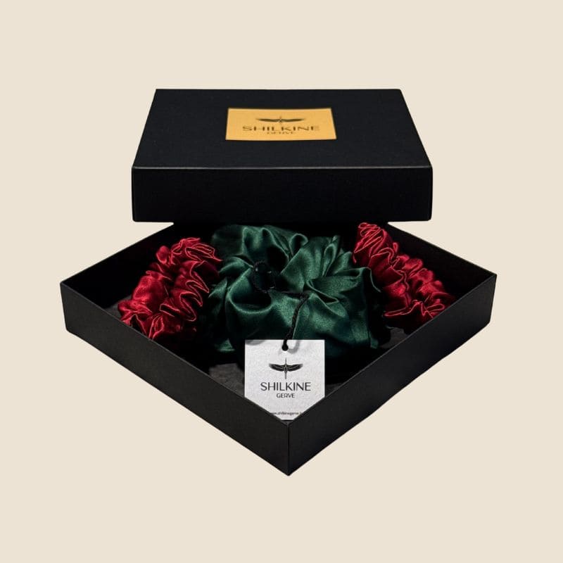 šilkinių gumelių rinkinys žalia-2raudonos