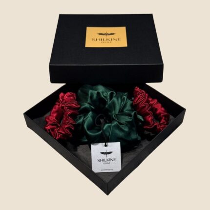 šilkinių gumelių rinkinys žalia:2raudonos