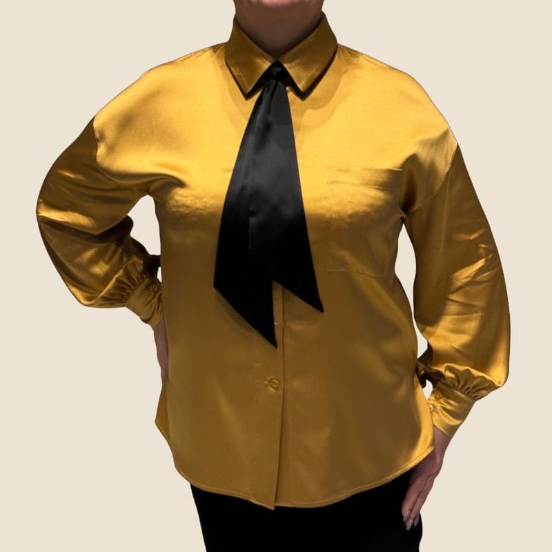 Auksiniai šilkiniai moteriški marškiniai