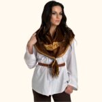 Didelė ruda šilkinė skara