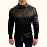Šilkiniai juodi marškiniai sportininkui