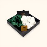 šilkinių gumelių rinkinys žalia-balta