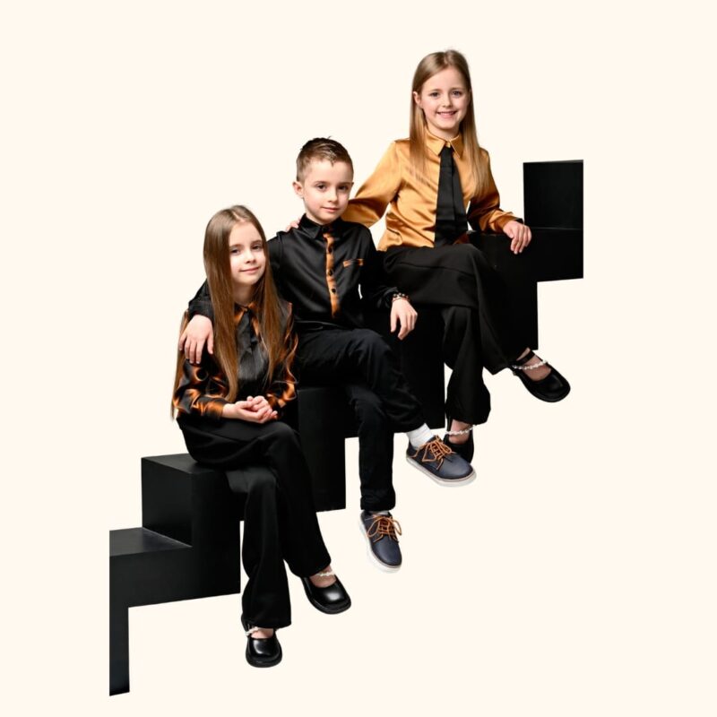 šilko marškinių kolekcija vaikams